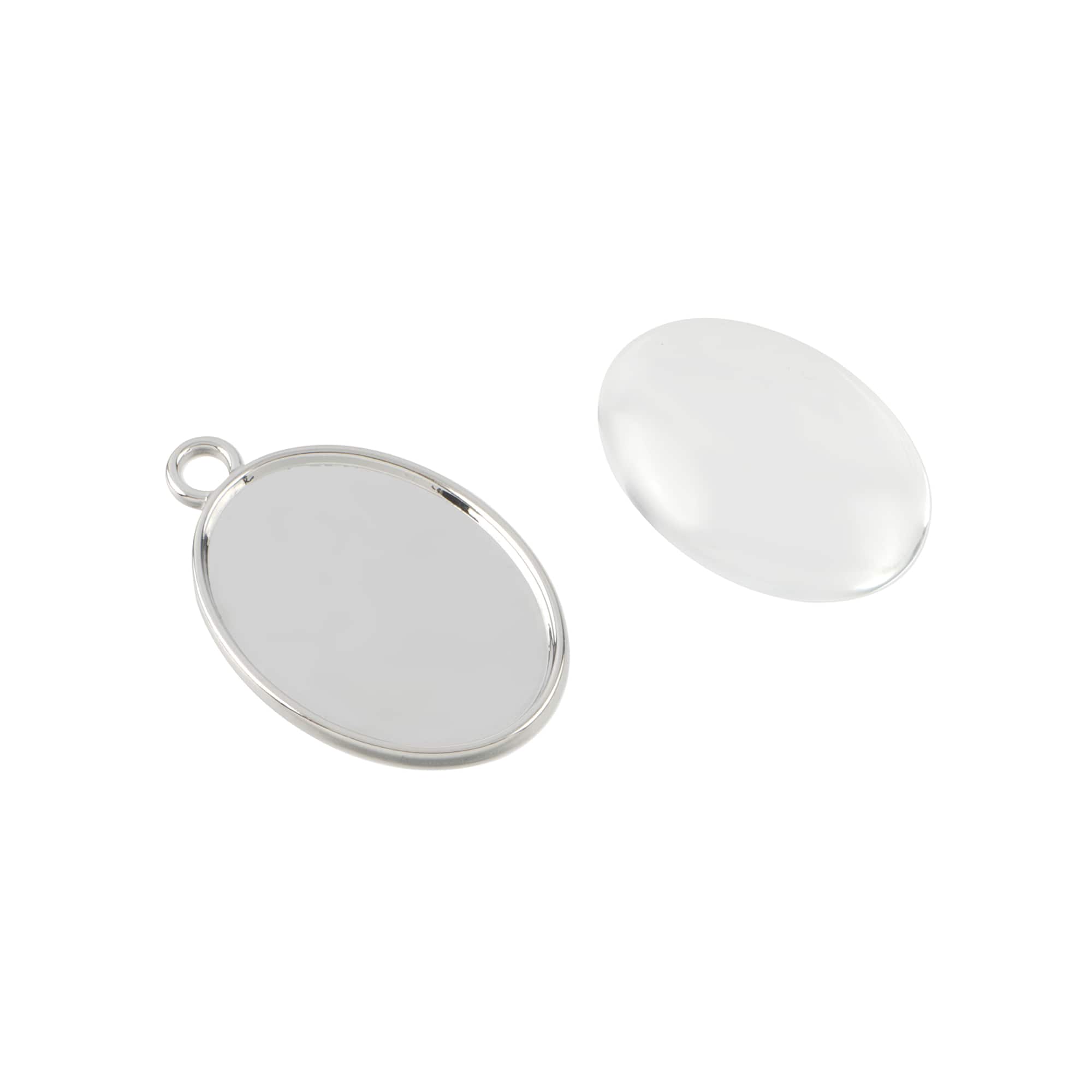 Rhodium Glass Cabochon Pendant Kit by Bead Landing™
